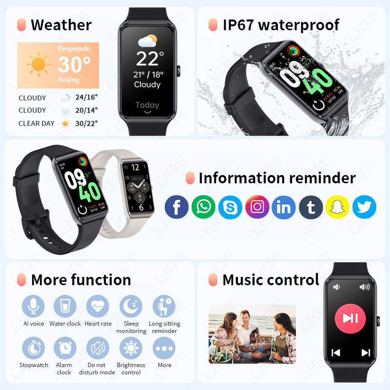 LIGE Couple Smart Wristband Me - Smartwatch Latest Watches For Women บทวิจารณ์และราคา
