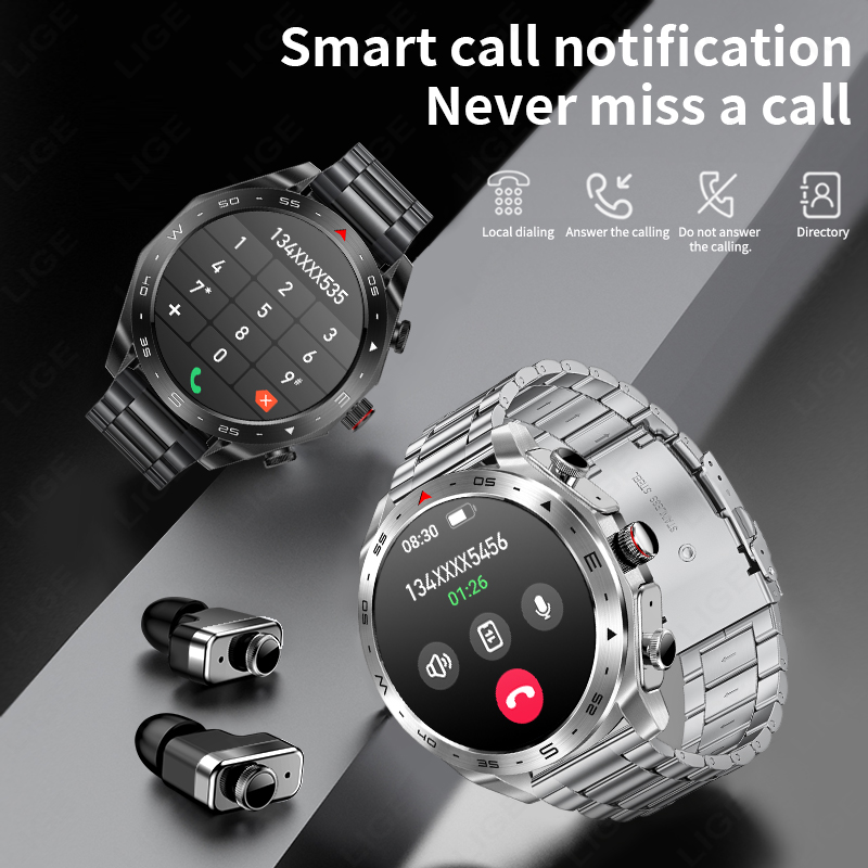 LIGE TWS Earbuds Bluetooth Hea - Smartwatch Noise Watches For Men บทวิจารณ์และราคา