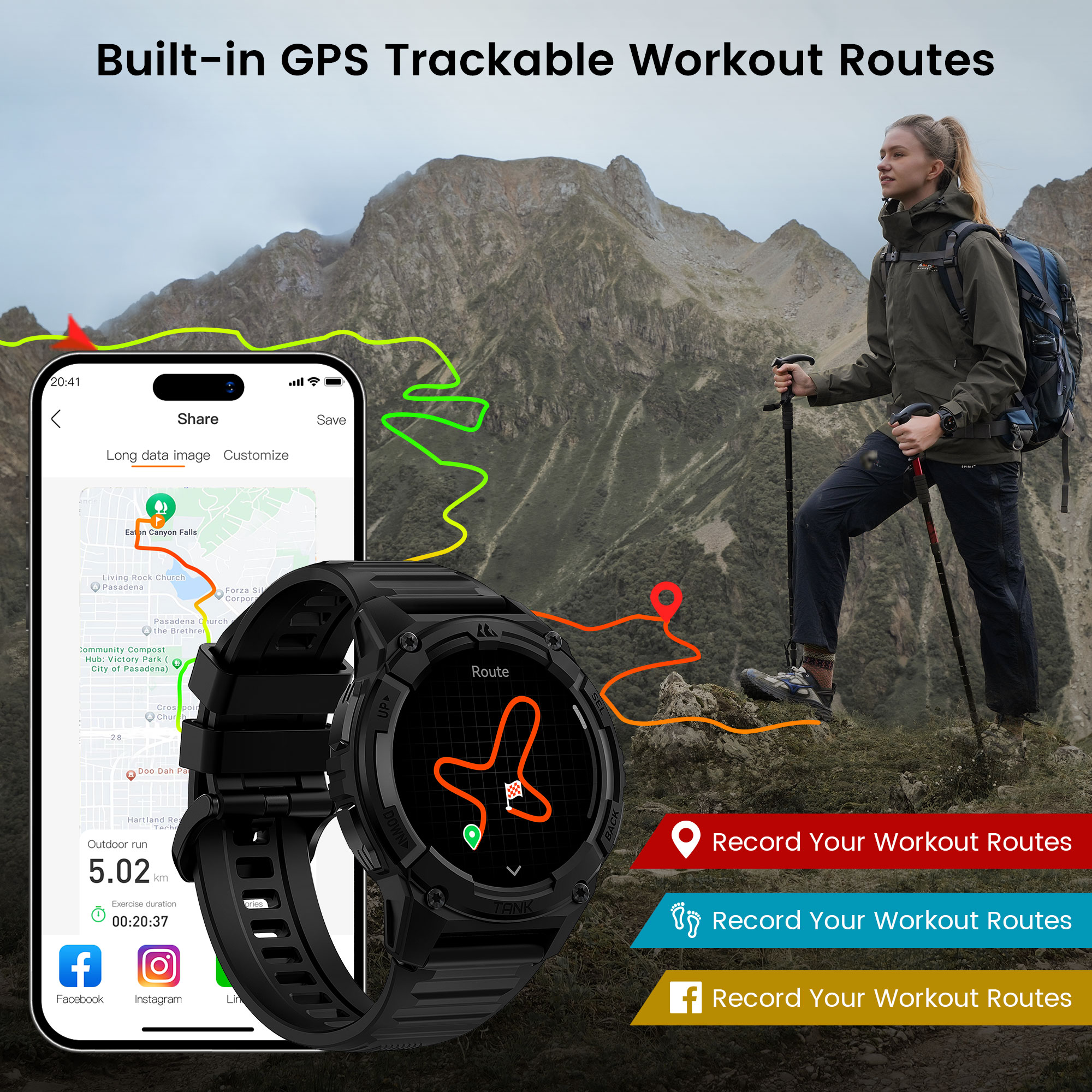 KOSPET TANK S2 GPS Smart Watch - Smartwatch Digital Watches For Women บทวิจารณ์และราคา