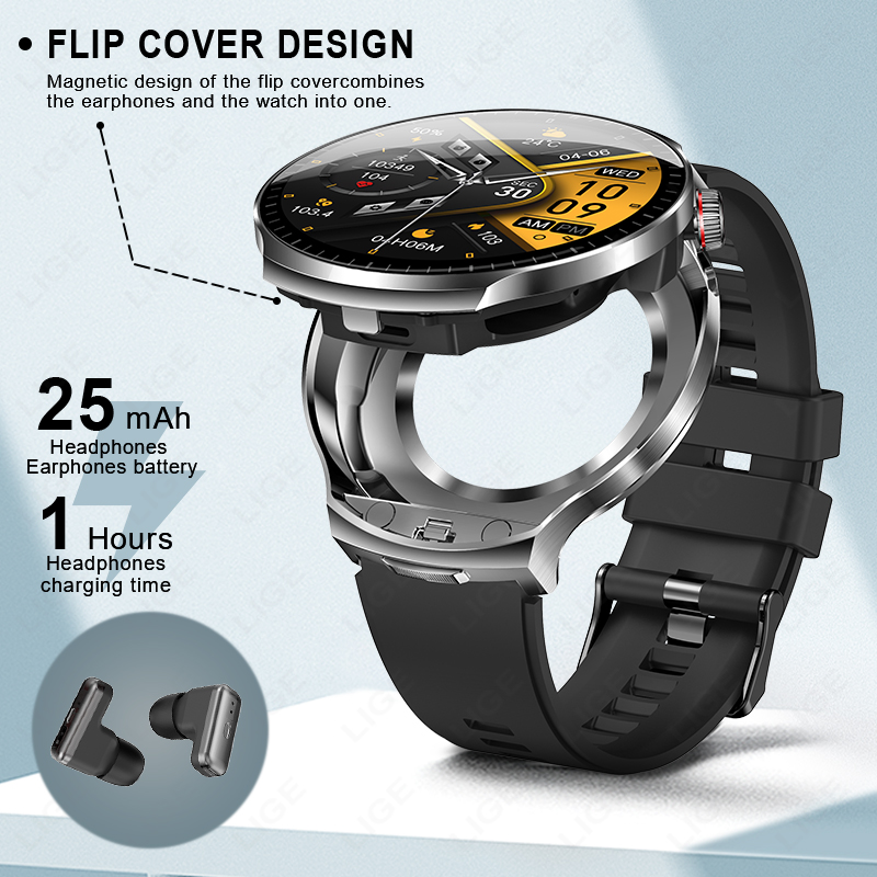 LIGE New TWS 2 in 1 Headset Sm - Smartwatch Noise Watches For Men บทวิจารณ์และราคา