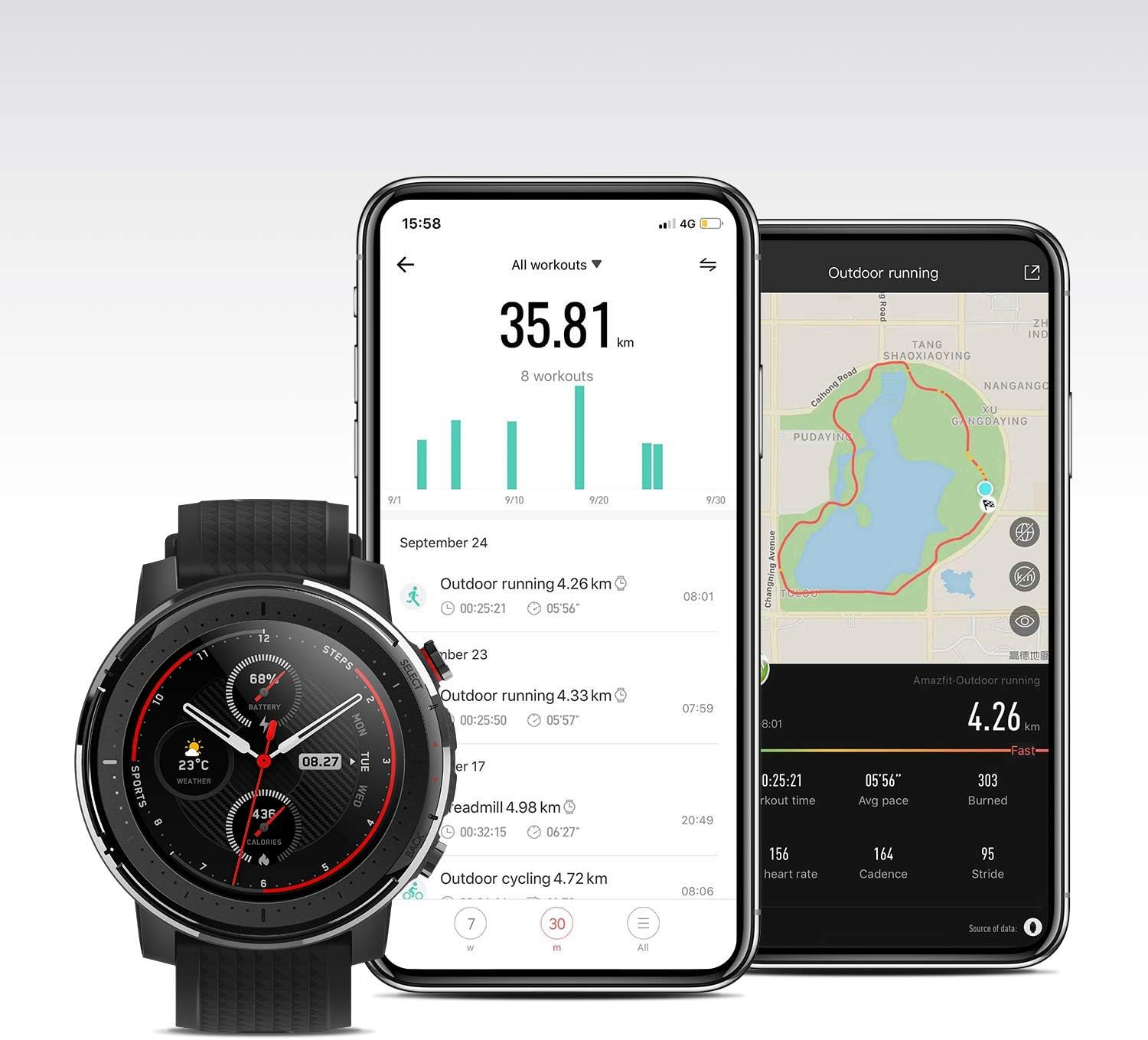 Amazfit Smart Watch Stratos 3  - Smartwatch Refurbished Watches บทวิจารณ์และราคา