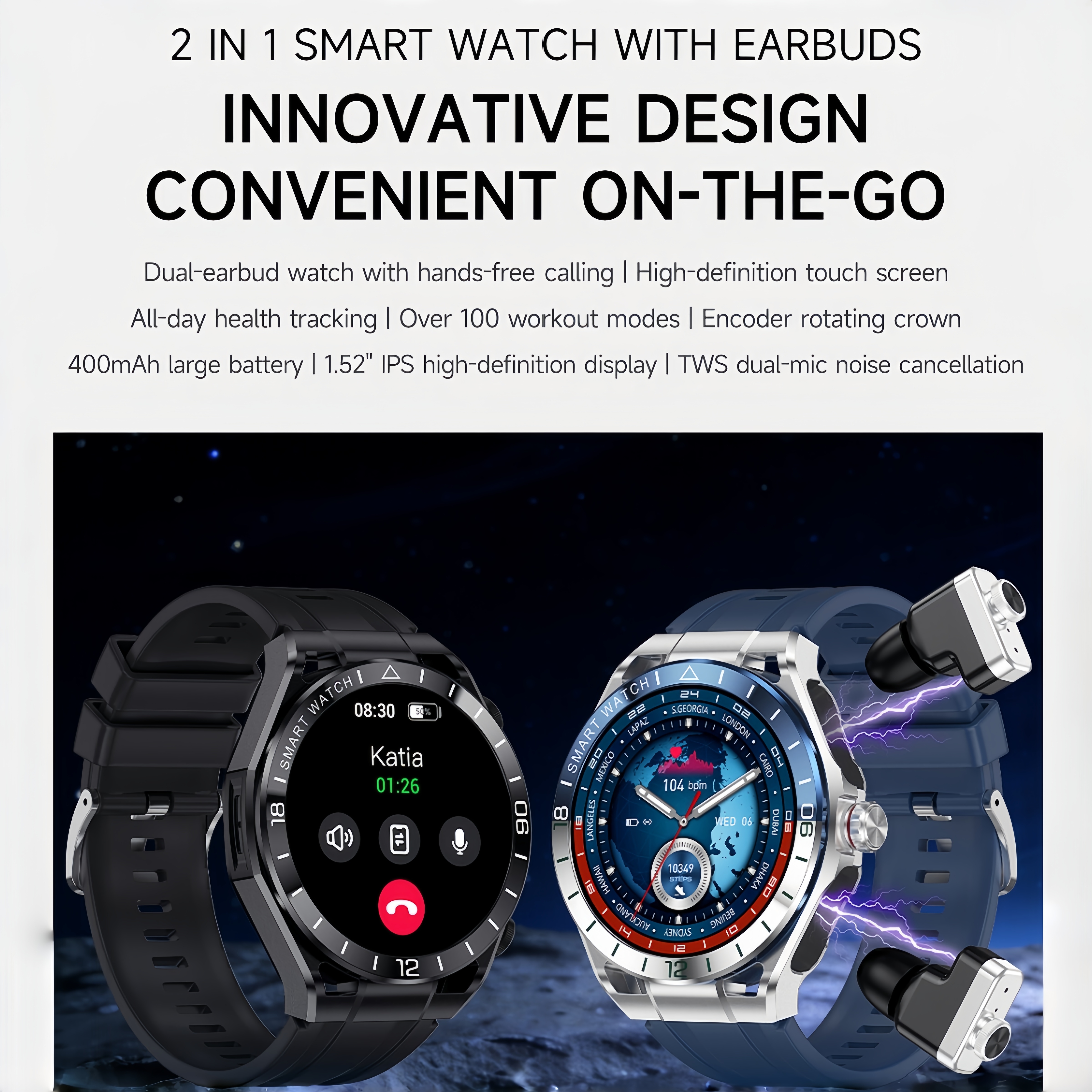 2 In 1 Bluetooth Call Earphone - Smartwatch Noise Watches For Men บทวิจารณ์และราคา